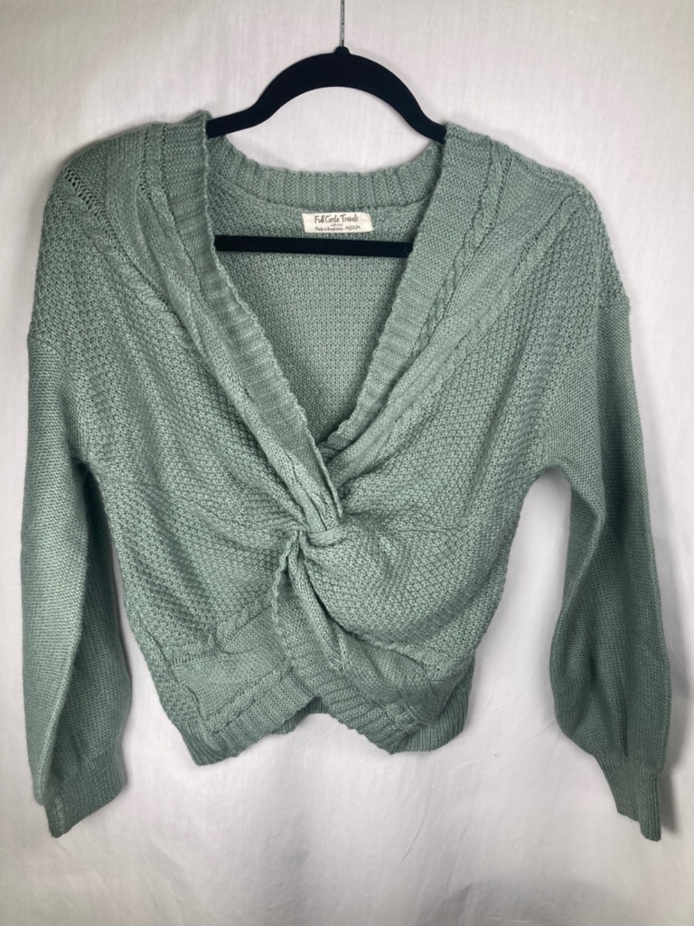 Full Circle Trends Mint Green Knit Sweater Twisted Front Style Festival Nights M